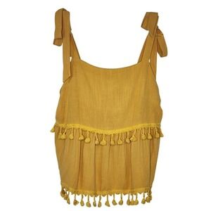EUC Andre by‎ Unit Yellow Tassel Tie Strap Tank Top Size M Casual Cute